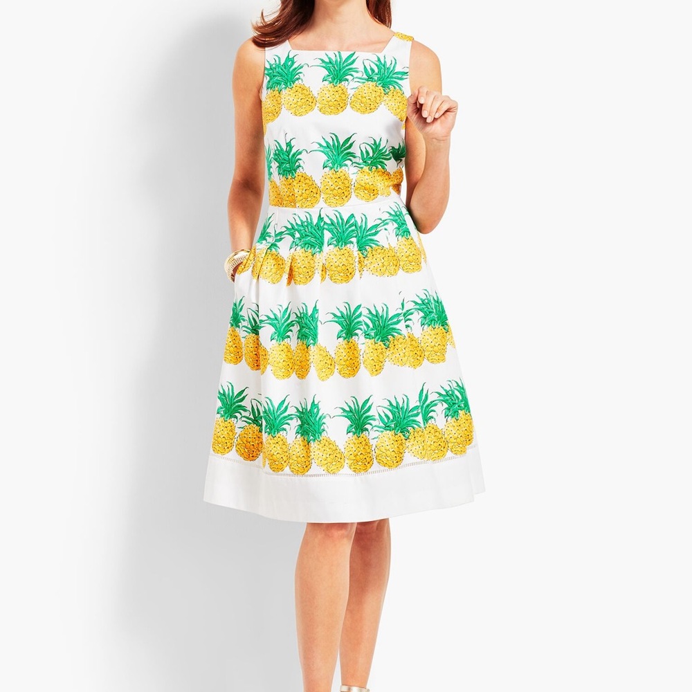 NWT TALBOTS  FRESH PINEAPPLE FIT-AND-FLARE DRESS size 14